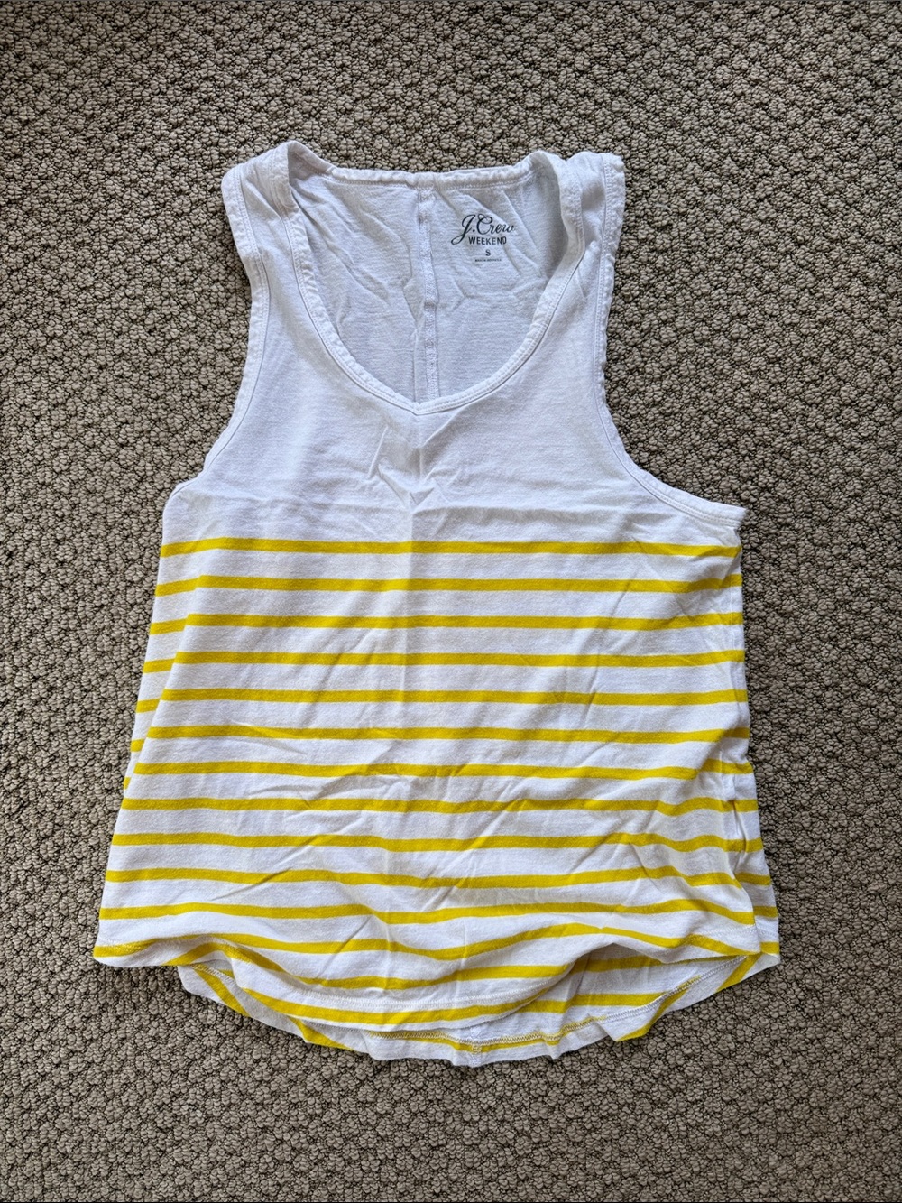 J. Crew White & Yellow Striped Tank